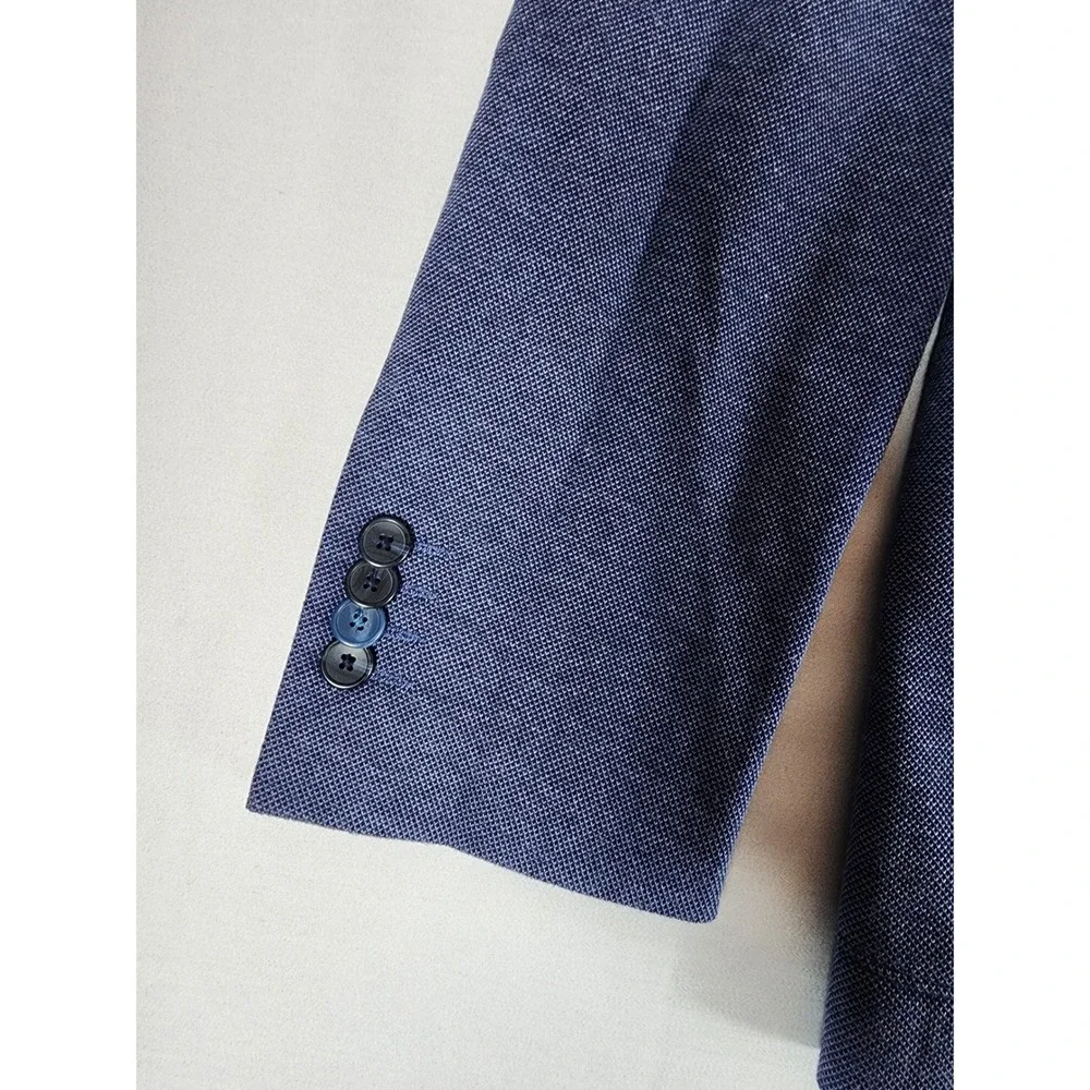 NWT Lot Michael Strahan Mens Modern Fit Knit Sport Coat Blazer Blue Grey Navy M